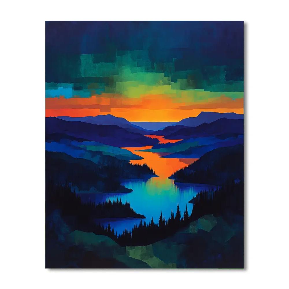 Frederick Varley Inspired Luminous Indigo Twilight Over Northern Highlands paint by numbers