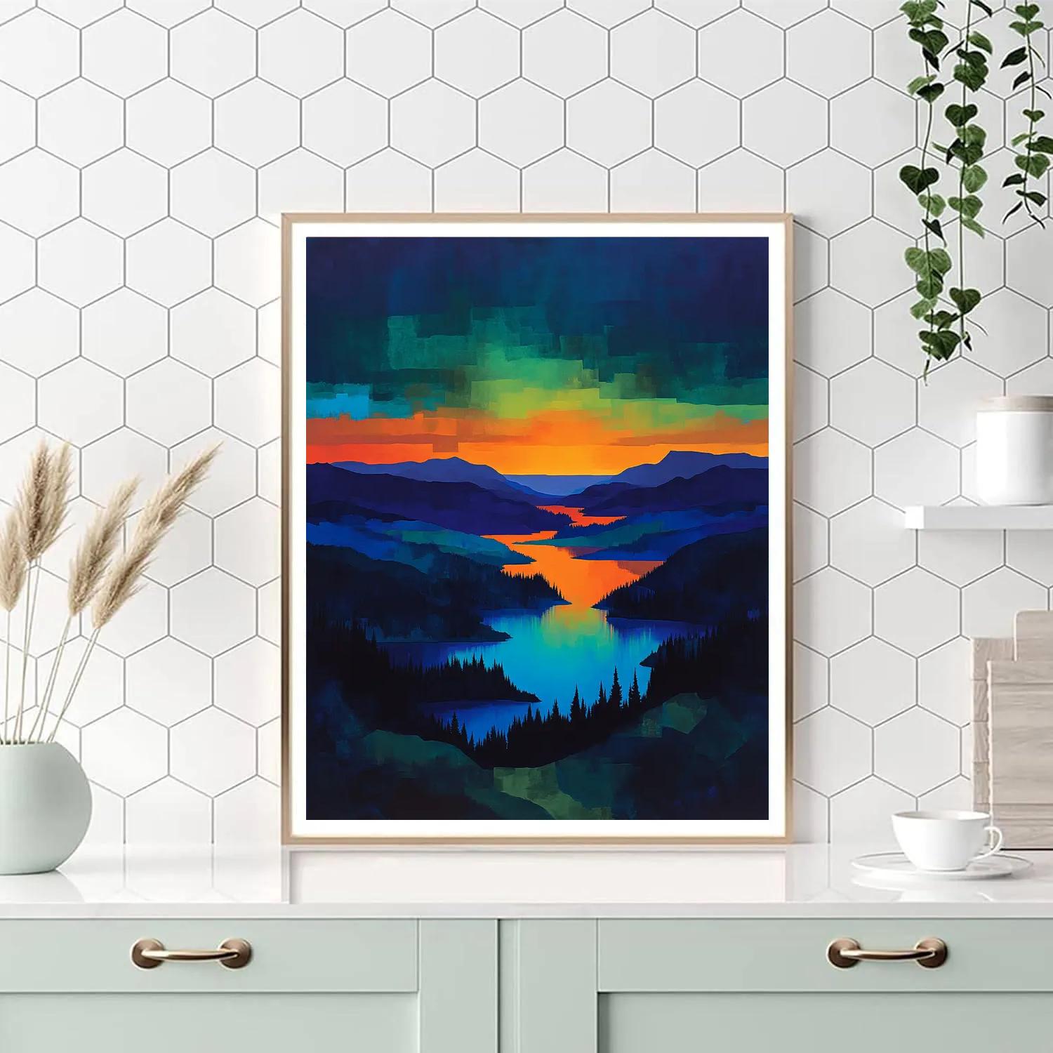 Frederick Varley Inspired Luminous Indigo Twilight Over Northern Highlands paint by numbers