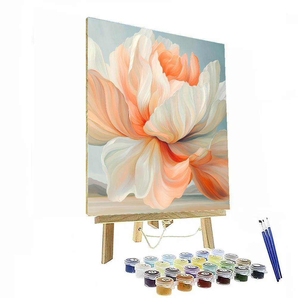 Georgia O’Keeffe Inspired Luminescent Coral Petal Abstraction paint by numbers