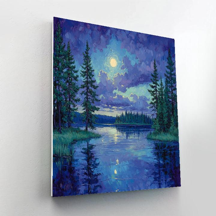 J E H MacDonald Inspired Lakeside Pines At Dusk paint by numbers