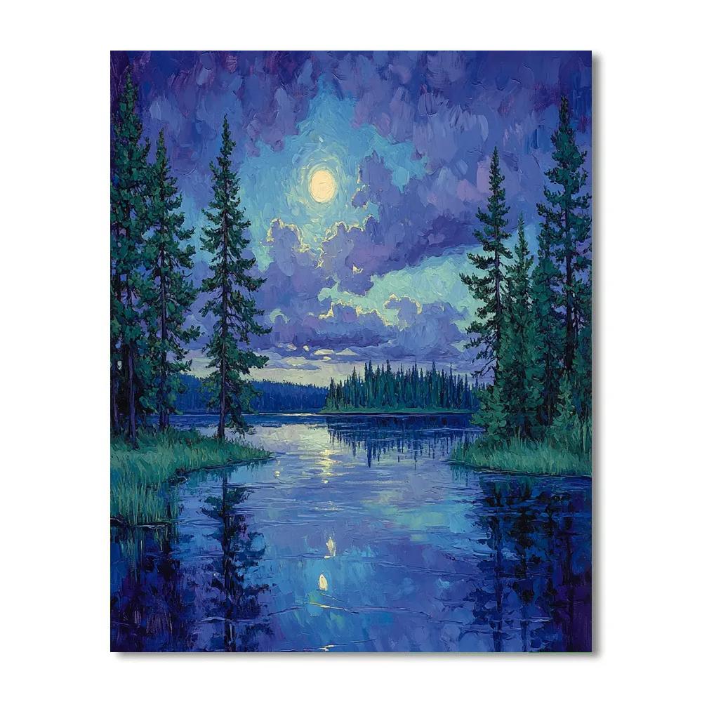 J E H MacDonald Inspired Lakeside Pines At Dusk paint by numbers