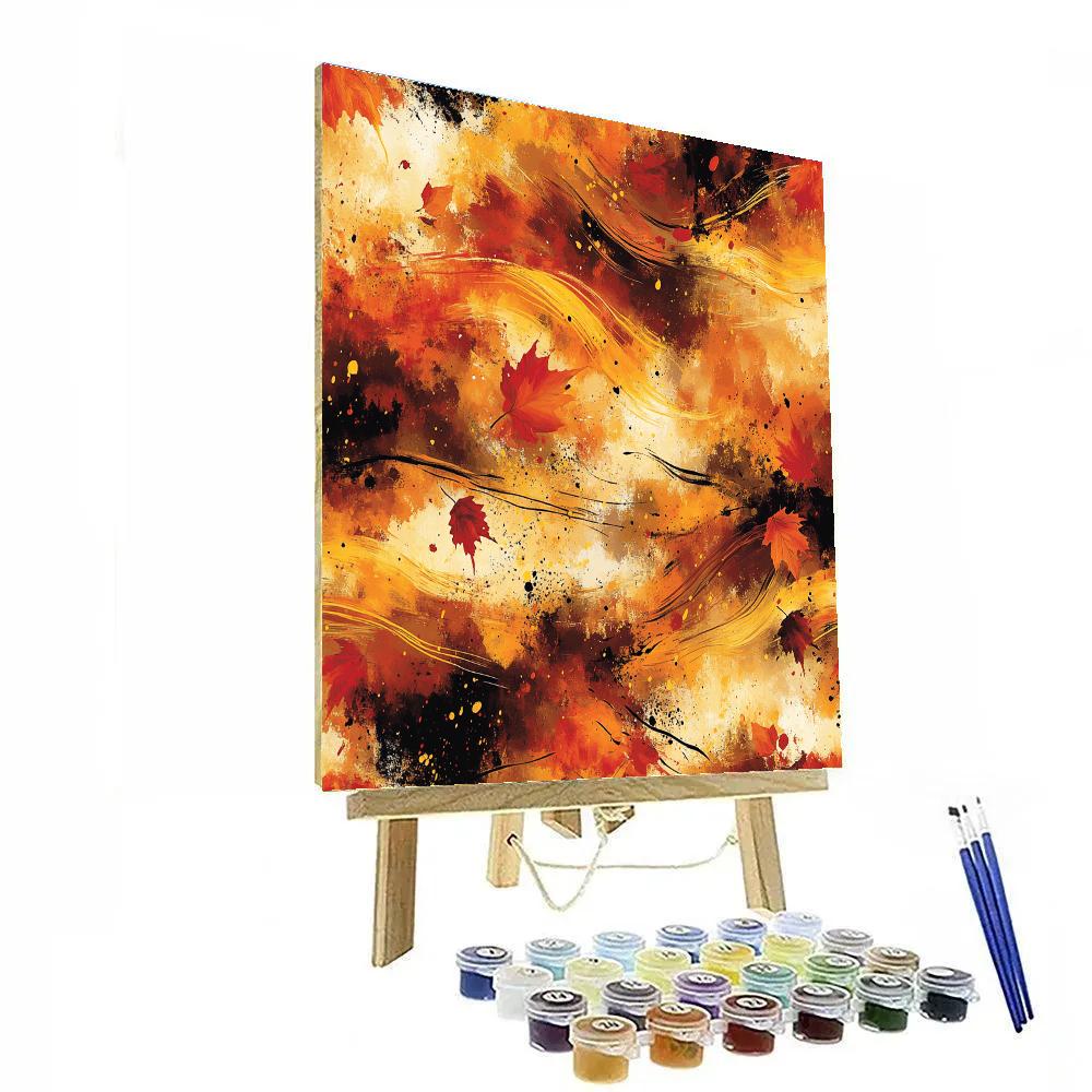 Jackson Pollock Inspired Autumnal Web Of Ochre Rhythms paint by number