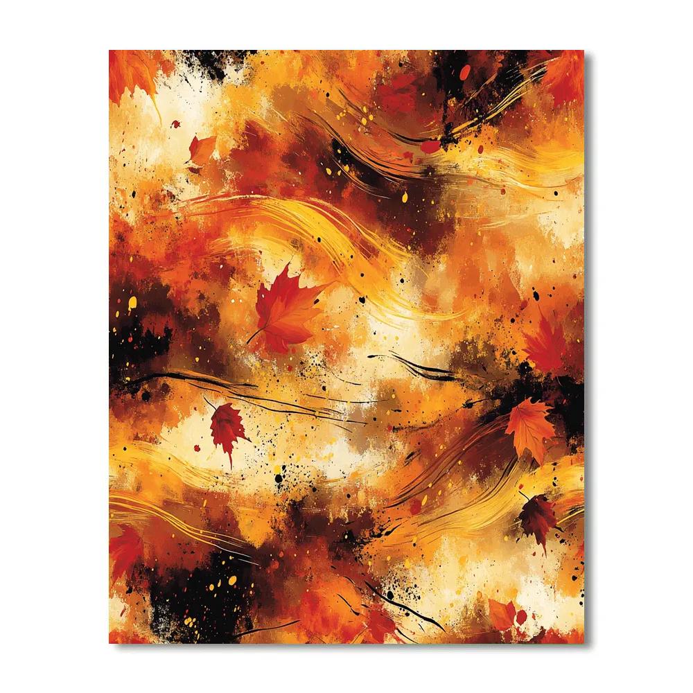 Jackson Pollock Inspired Autumnal Web Of Ochre Rhythms paint by number