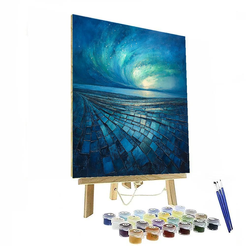 Jean-Paul Riopelle Inspired Shimmering Northern Sky Mosaic paint by color