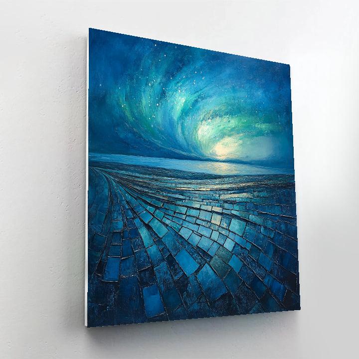 Jean-Paul Riopelle Inspired Shimmering Northern Sky Mosaic paint by color