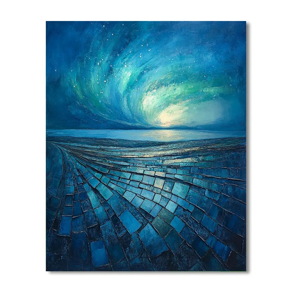 Jean-Paul Riopelle Inspired Shimmering Northern Sky Mosaic paint by color