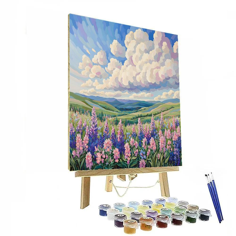 J E H MacDonald Inspired Rhythmic Meadow And Sky Composition Paint by numbers art