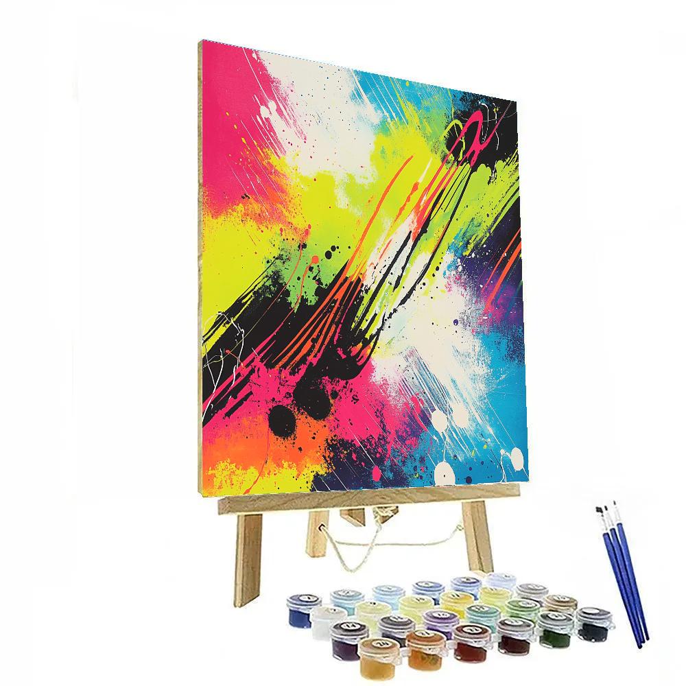 Jackson Pollock Inspired Electric Field Of Neon Drips Painting by numbers kit