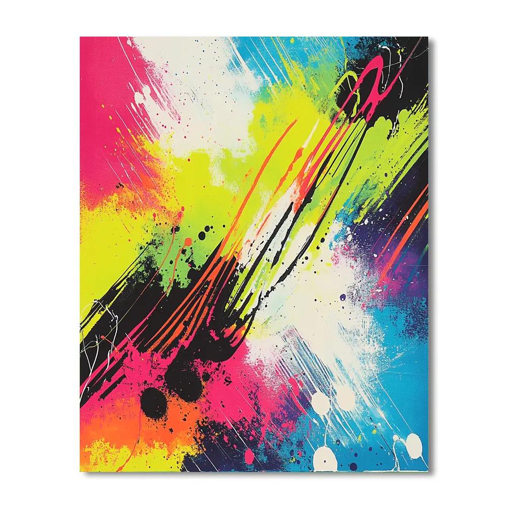 Jackson Pollock Inspired Electric Field Of Neon Drips Painting by numbers kit