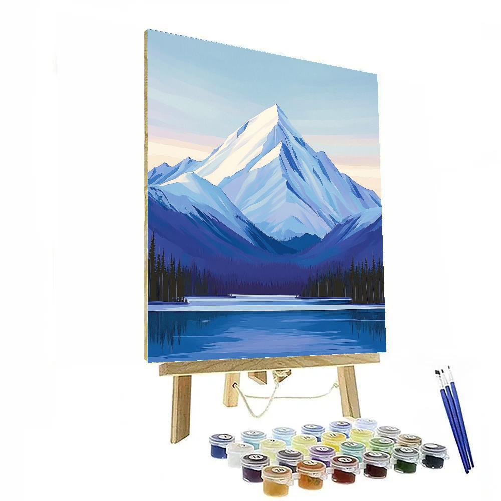 Lawren Harris Inspired Snow Capped Mountain Under Clear Sky paint by numbers