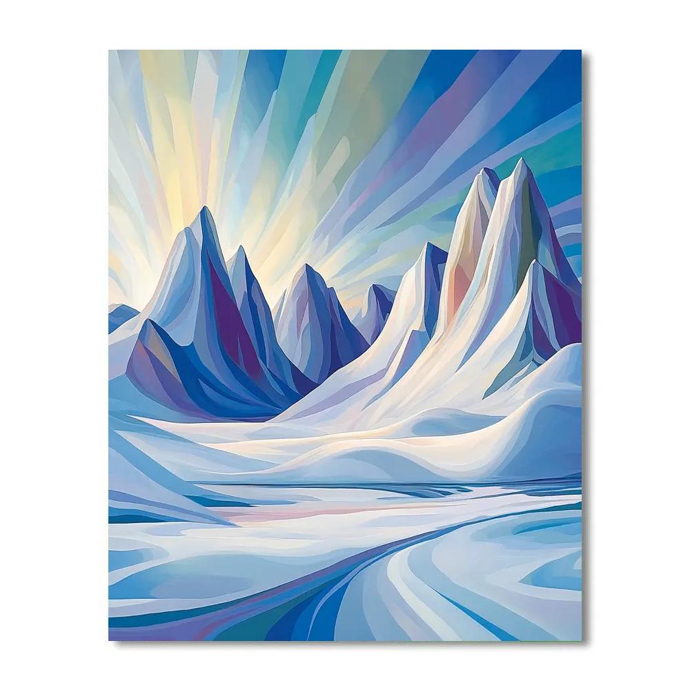 Lawren Harris Inspired Celestial Arctic Mountainscape paint by number