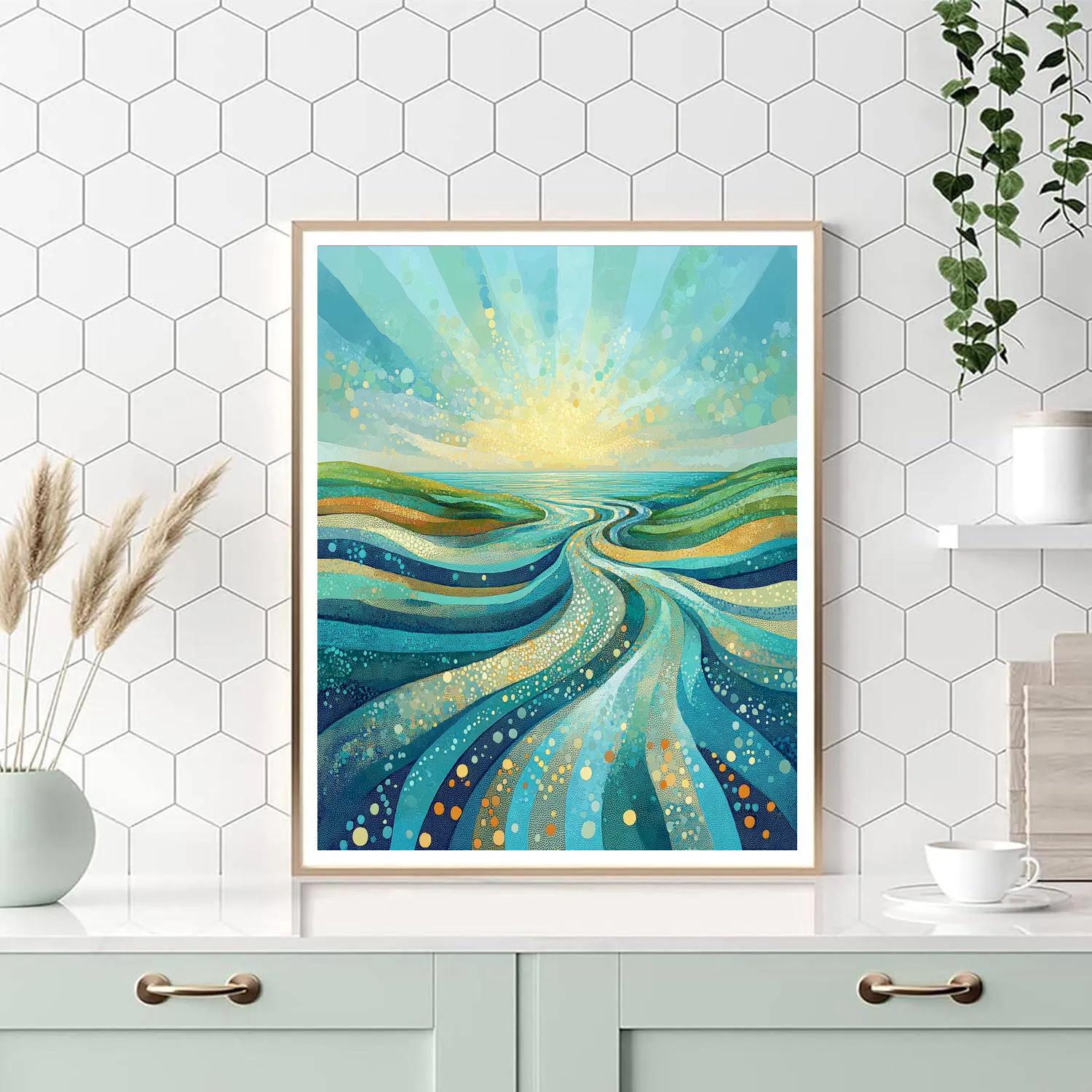 Georges Seurat Inspired Oceanic Tidal Symphony painting number kit
