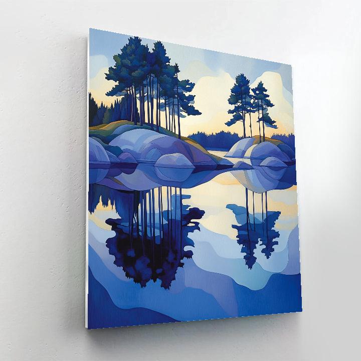 Lawren Harris Inspired Radiant Northern Lake Reflection Number painting