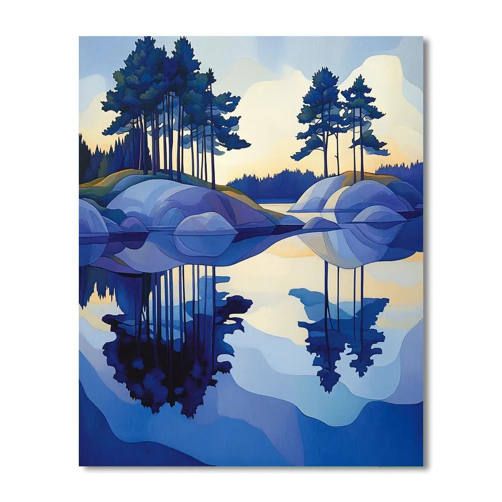 Lawren Harris Inspired Radiant Northern Lake Reflection Number painting