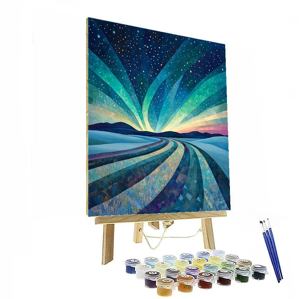 Georges Seurat Inspired Geometric Aurora Field DIY paint by numbers