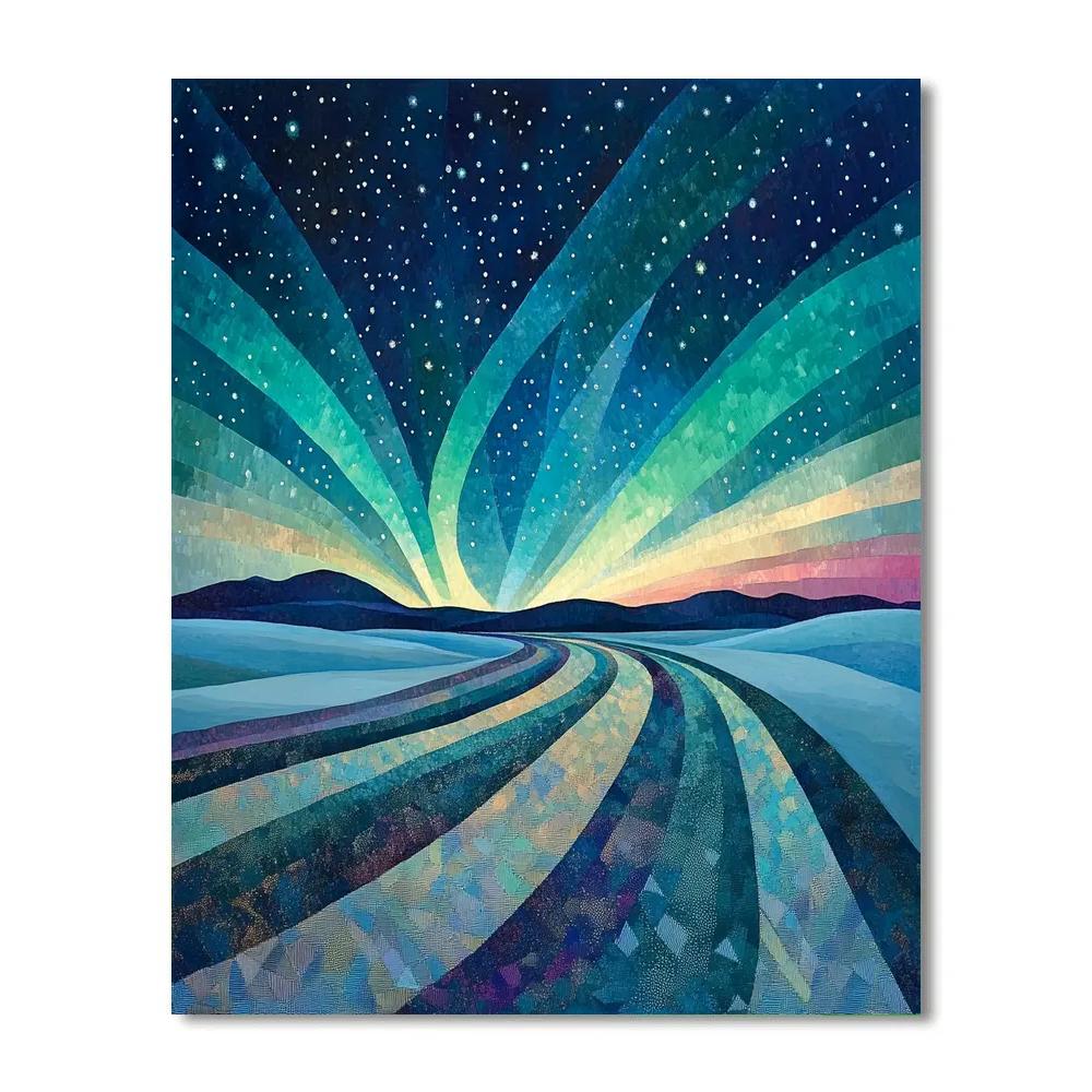Georges Seurat Inspired Geometric Aurora Field DIY paint by numbers