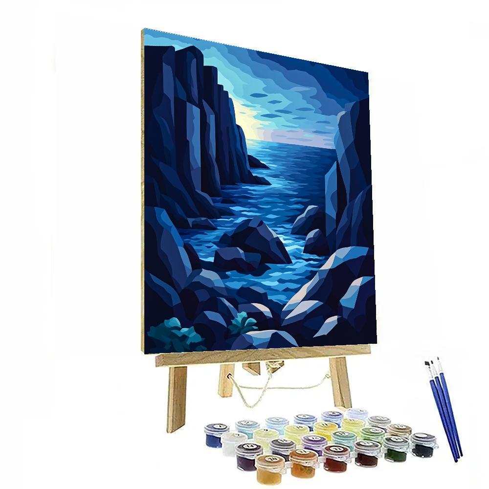 Pablo Picasso Inspired Angular Coastal Landscape Number painting