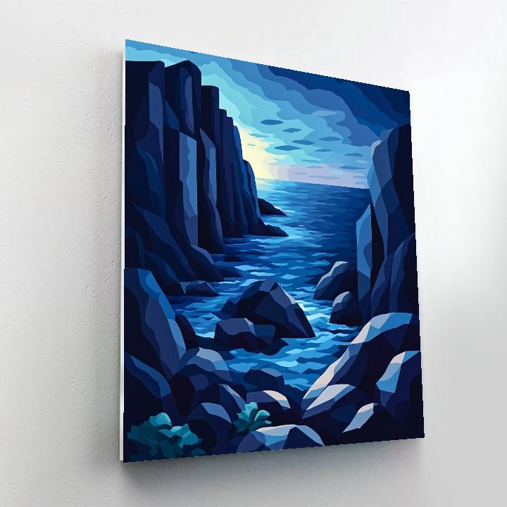 Pablo Picasso Inspired Angular Coastal Landscape Number painting