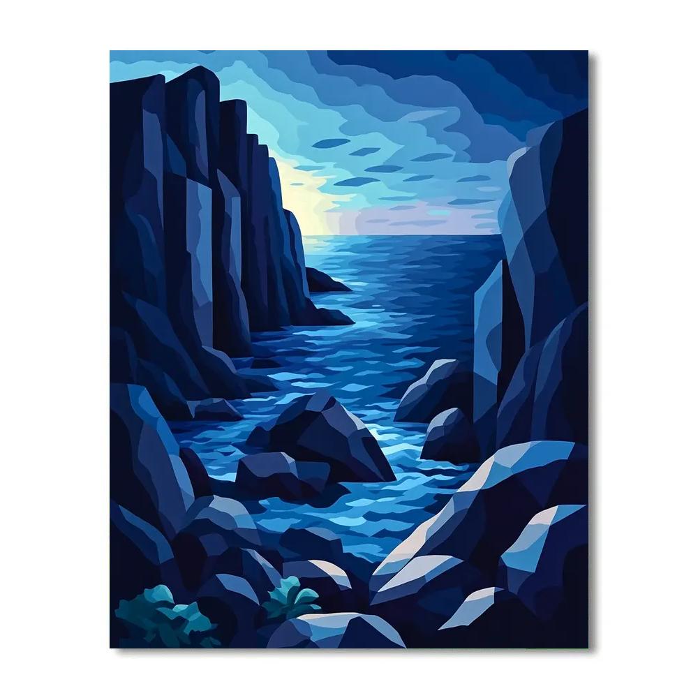 Pablo Picasso Inspired Angular Coastal Landscape Number painting