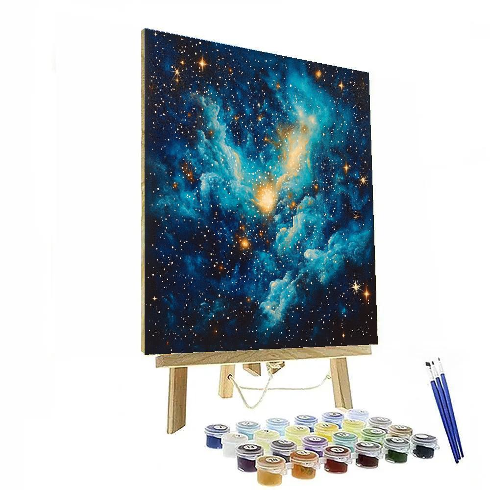 Georges Seurat Inspired Cosmic Nebula Symphony paint by number