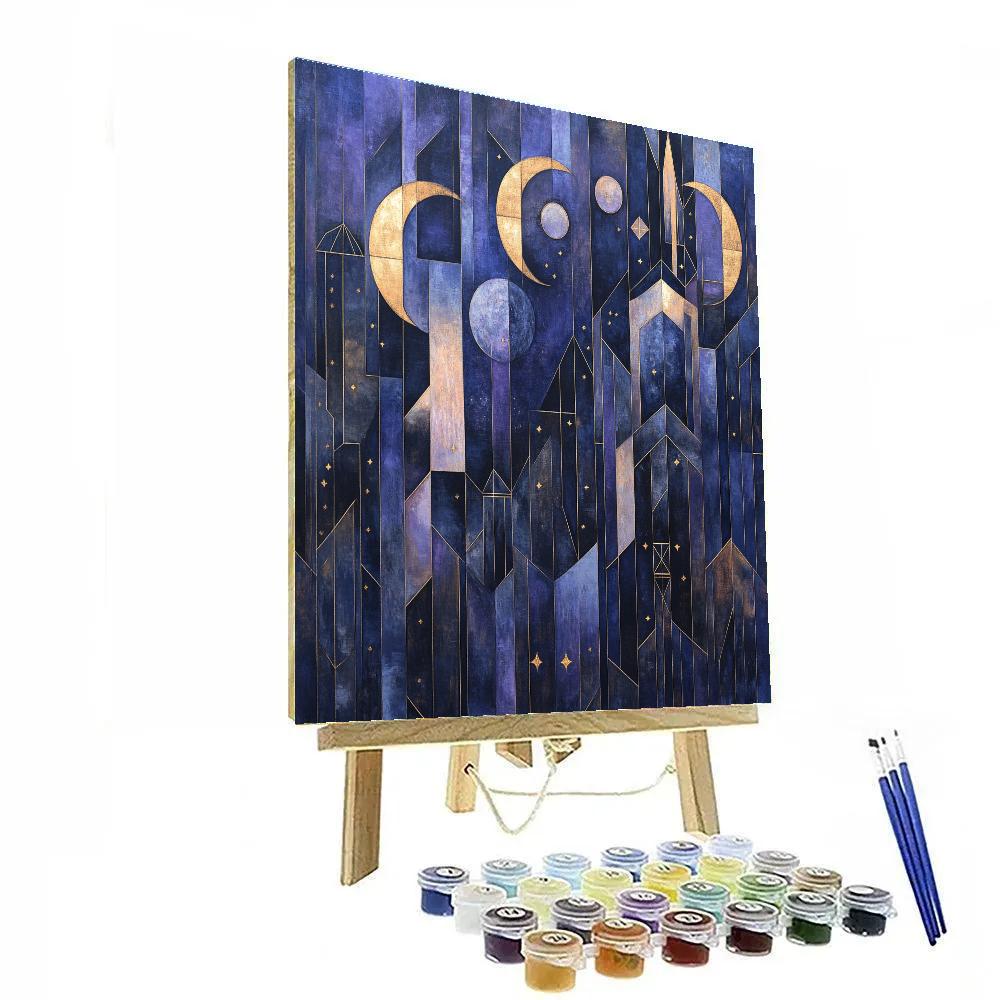 Pablo Picasso Inspired Cubist Night Sky Abstraction paint by numbers