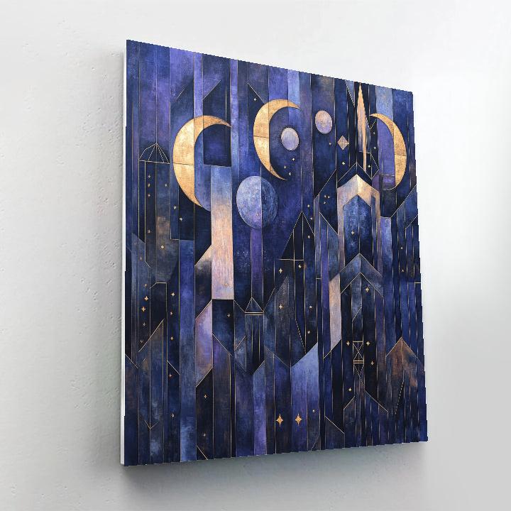 Pablo Picasso Inspired Cubist Night Sky Abstraction paint by numbers