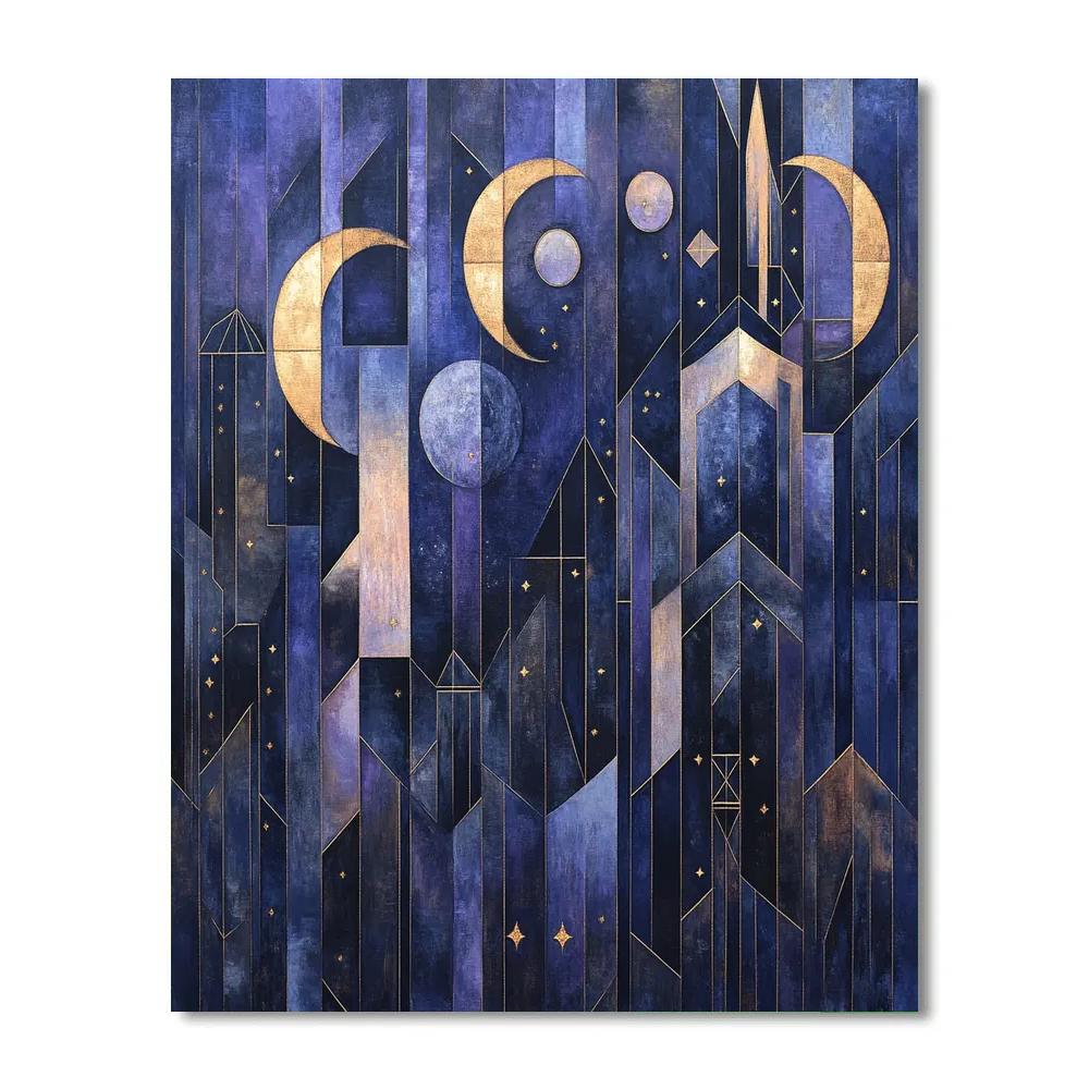 Pablo Picasso Inspired Cubist Night Sky Abstraction paint by numbers