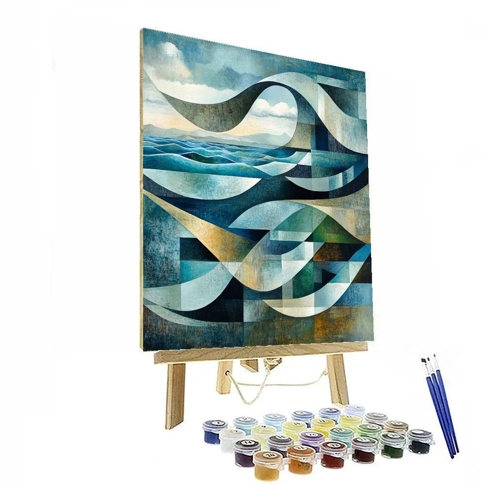 Pablo Picasso Inspired Cubist Ocean Waves Abstraction paint by numbers