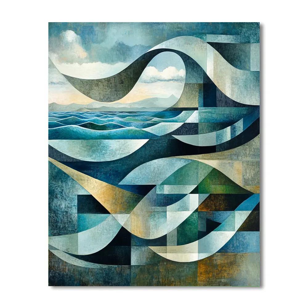 Pablo Picasso Inspired Cubist Ocean Waves Abstraction paint by numbers