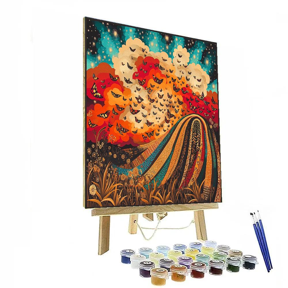 Frida Kahlo Inspired Monarch Nebula Tapestry Numbered painting kits