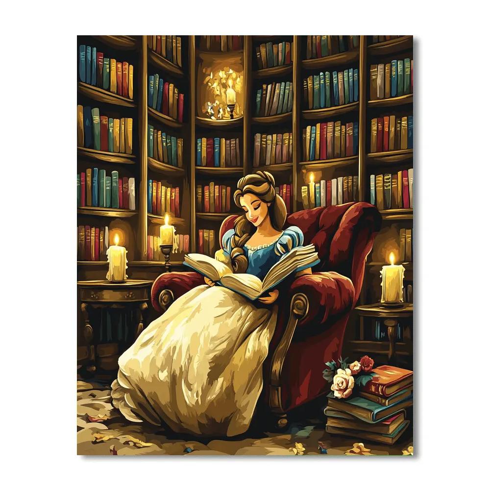 Belle’s Enchanted Library Paint by numbers art