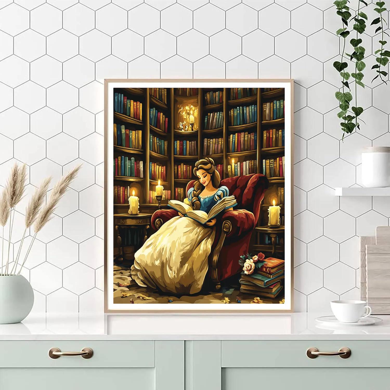 Belle’s Enchanted Library Paint by numbers art