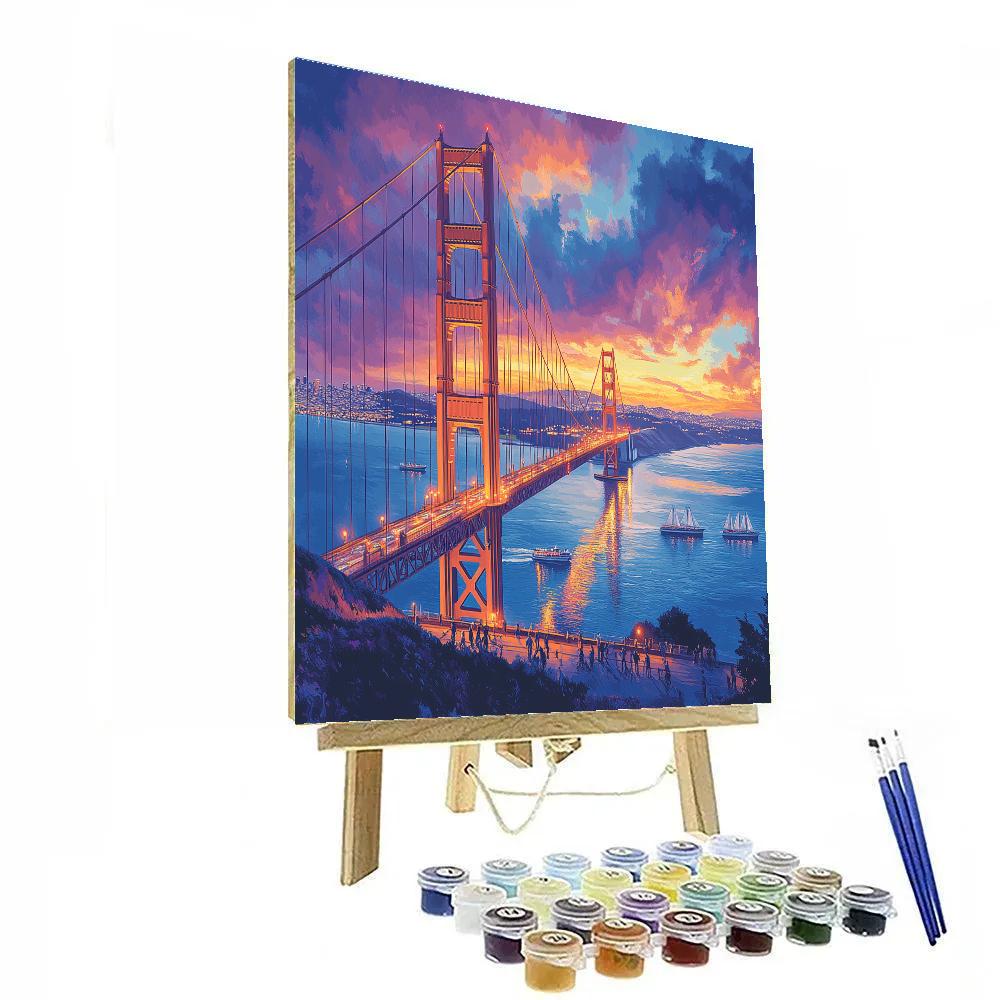Sunset Over The Golden Gate Bridge – San Francisco, United States paint by numbers