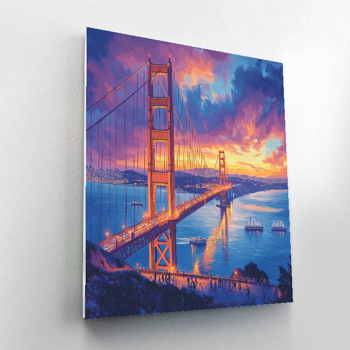 Sunset Over The Golden Gate Bridge – San Francisco, United States paint by numbers