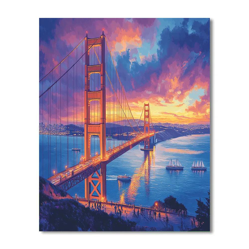 Sunset Over The Golden Gate Bridge – San Francisco, United States paint by numbers