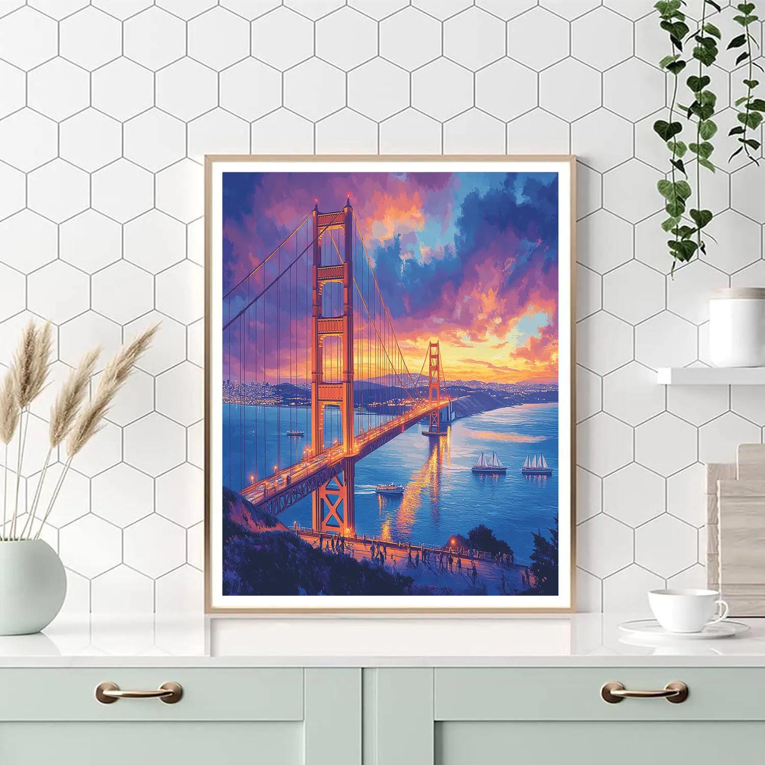 Sunset Over The Golden Gate Bridge – San Francisco, United States paint by numbers
