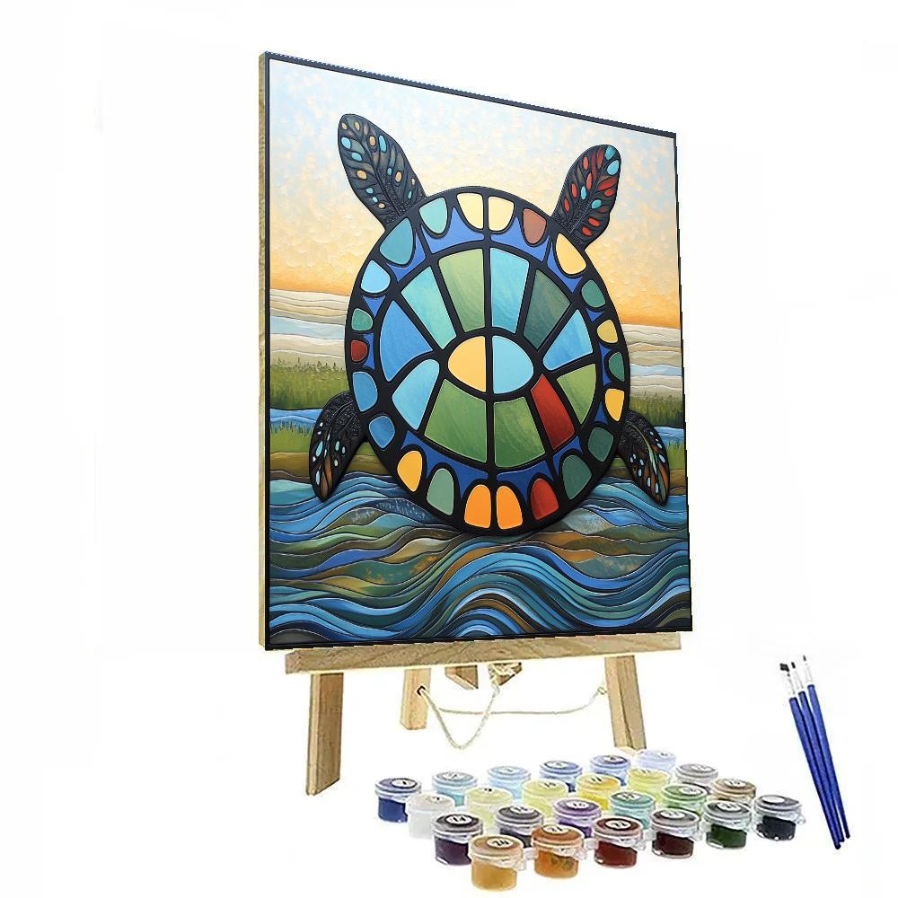 Norval Morrisseau Inspired Turtle Of The River Spirits Number painting