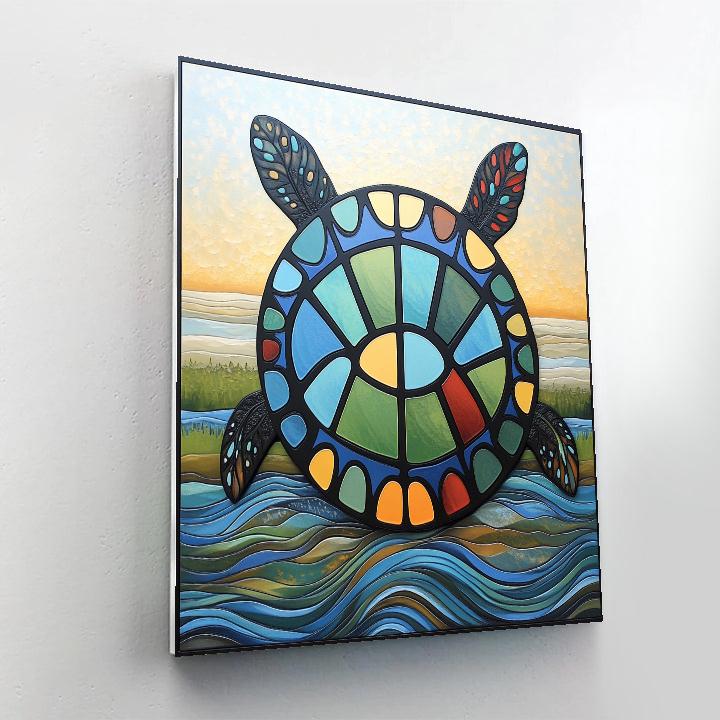Norval Morrisseau Inspired Turtle Of The River Spirits Number painting