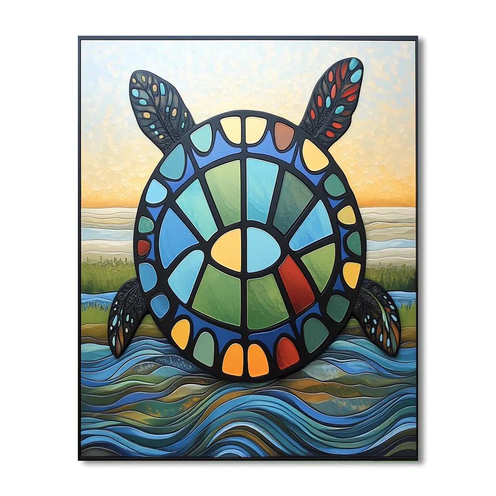 Norval Morrisseau Inspired Turtle Of The River Spirits Number painting
