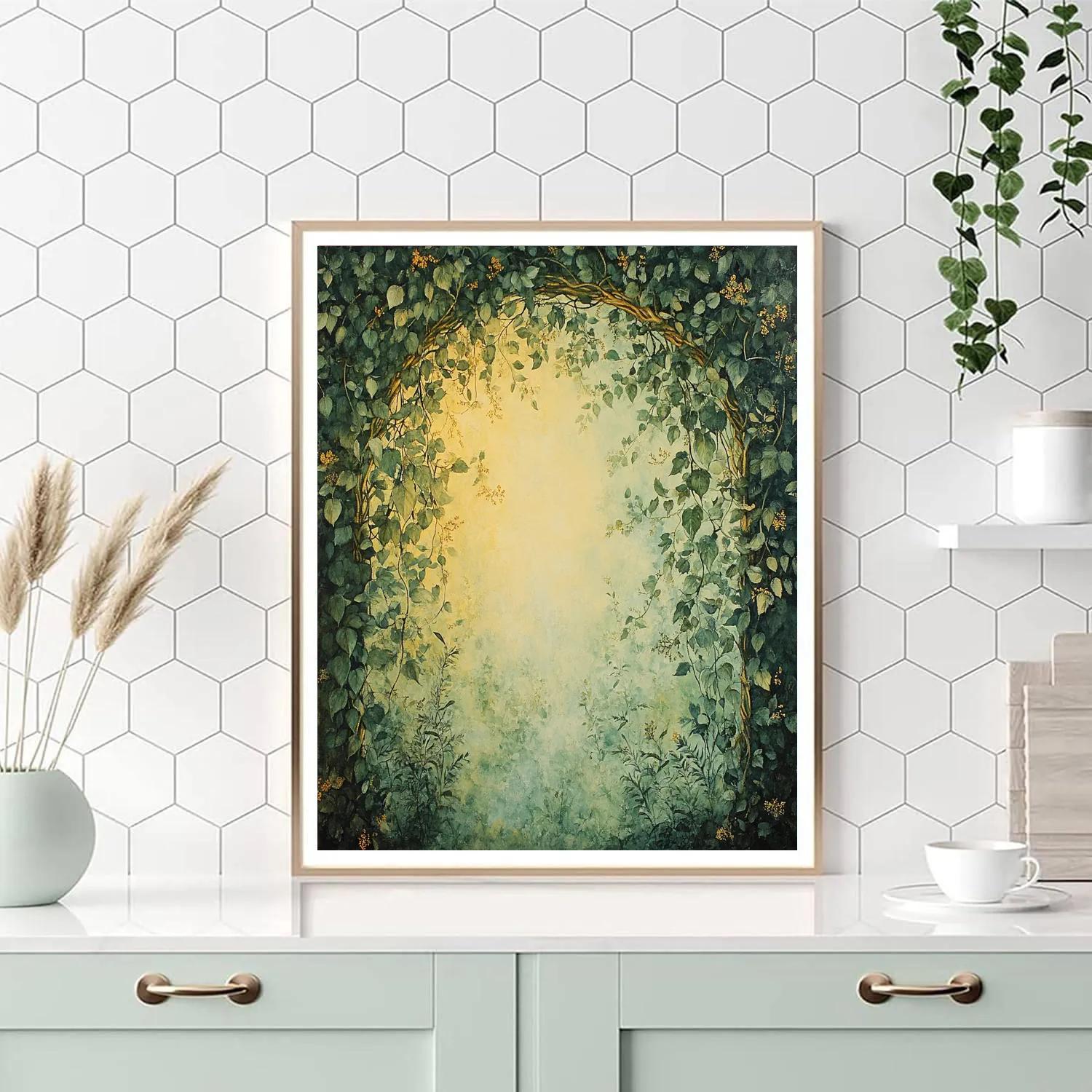 Michelangelo Inspired Botanical Arch Number painting