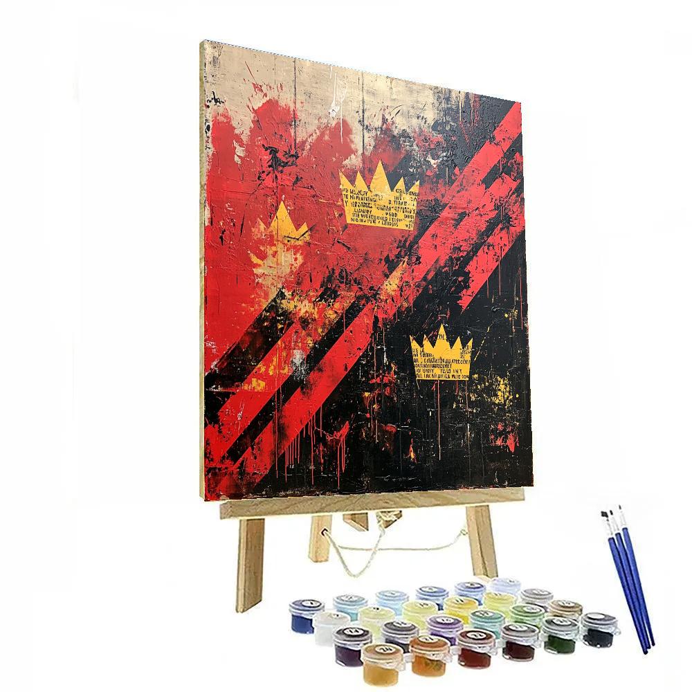 Jean-Michel Basquiat Inspired Cosmic Crown Patterns Number painting