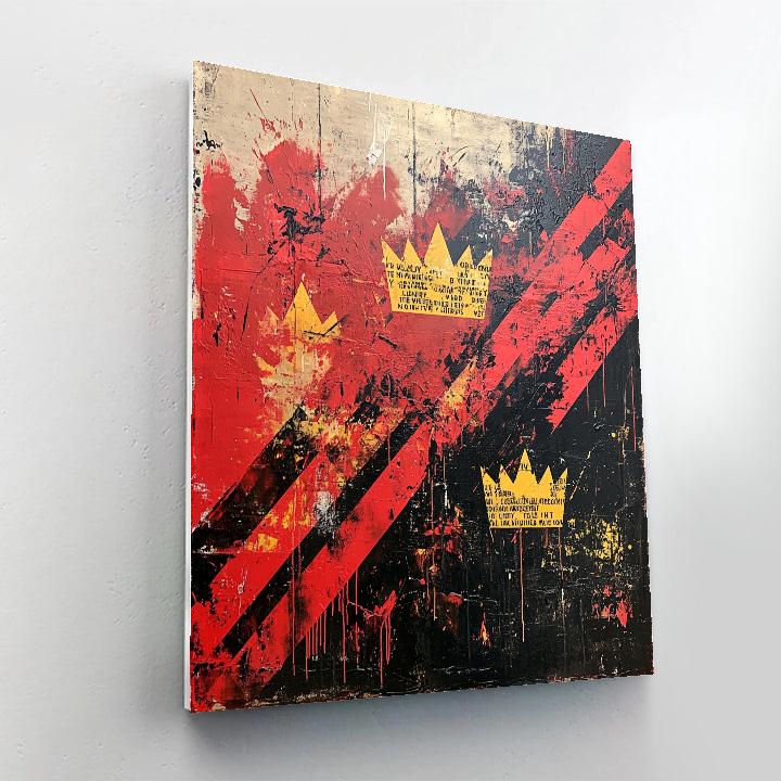 Jean-Michel Basquiat Inspired Cosmic Crown Patterns Number painting