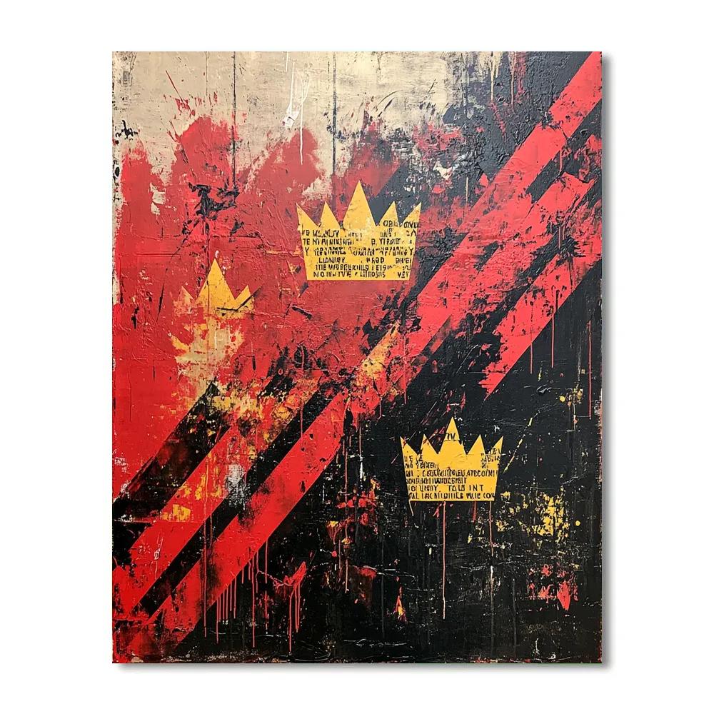 Jean-Michel Basquiat Inspired Cosmic Crown Patterns Number painting