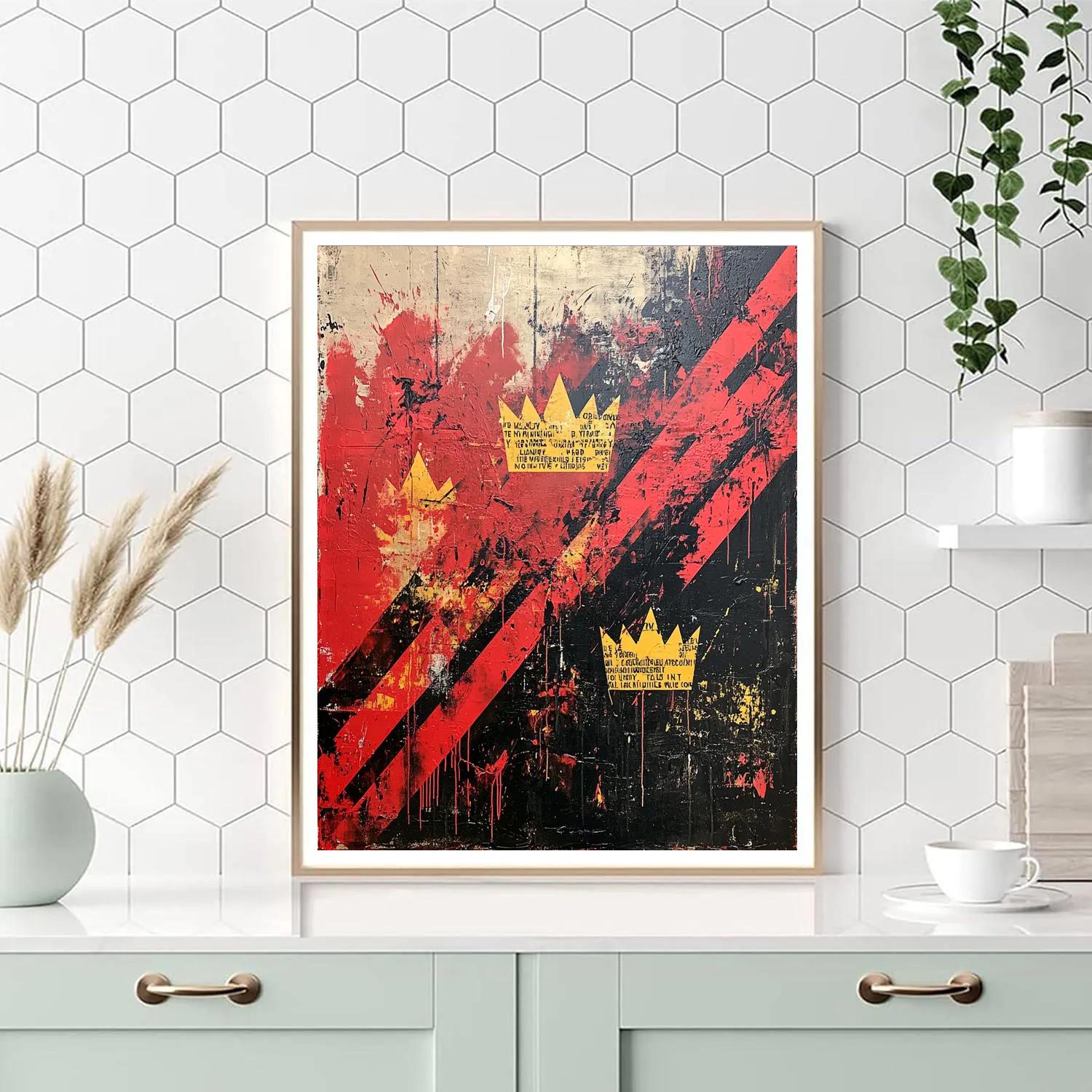 Jean-Michel Basquiat Inspired Cosmic Crown Patterns Number painting
