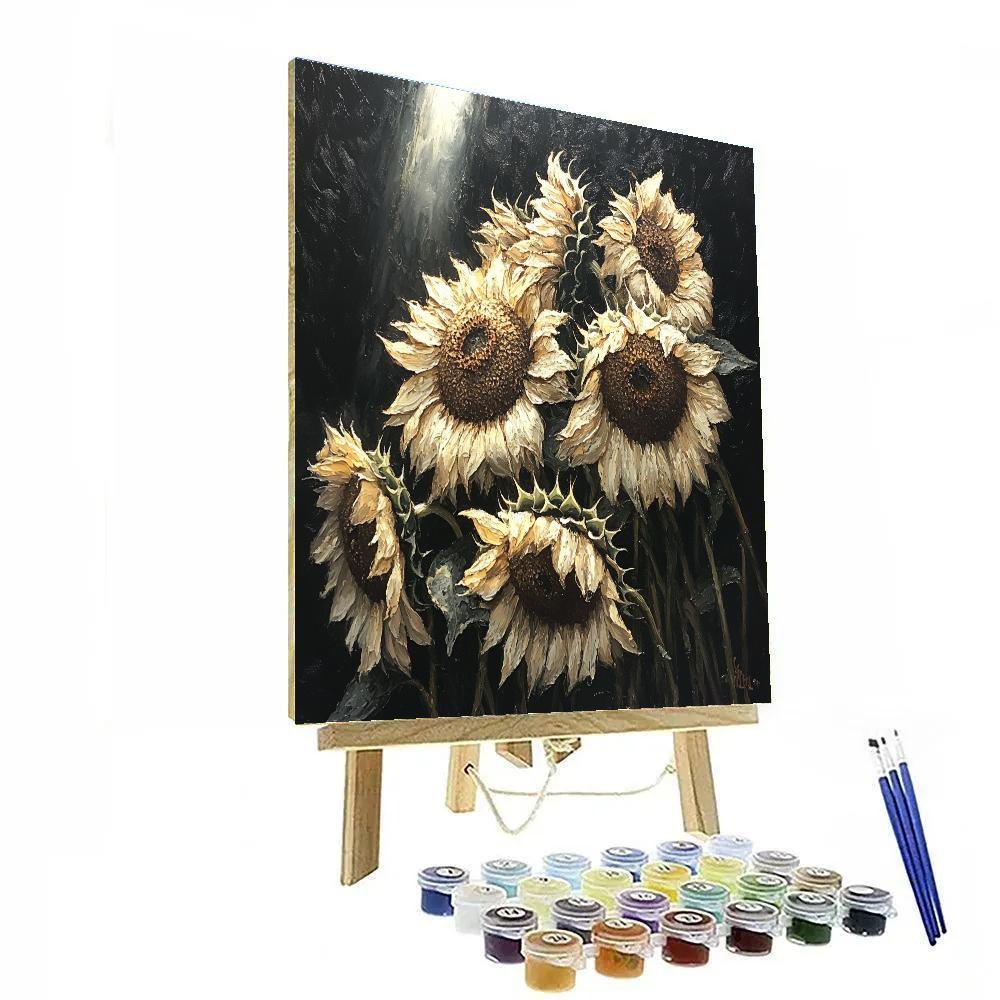 Caravaggio Inspired Withering Sunflowers paint by color