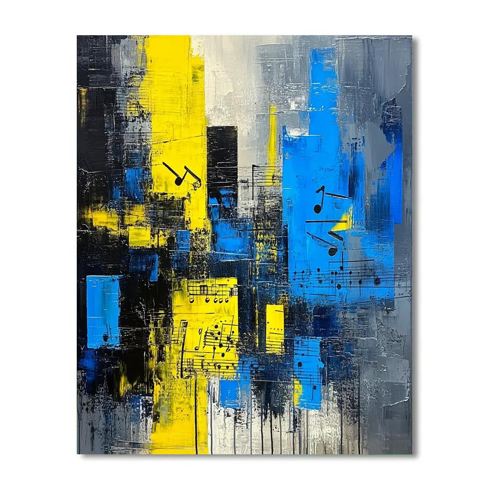 Jean-Michel Basquiat Inspired Fragmented Cityscape Of Sound DIY paint by numbers