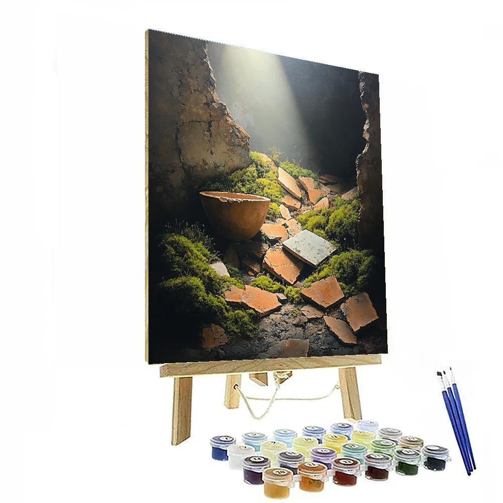 Caravaggio Inspired Cracked Clay And Moss Number painting