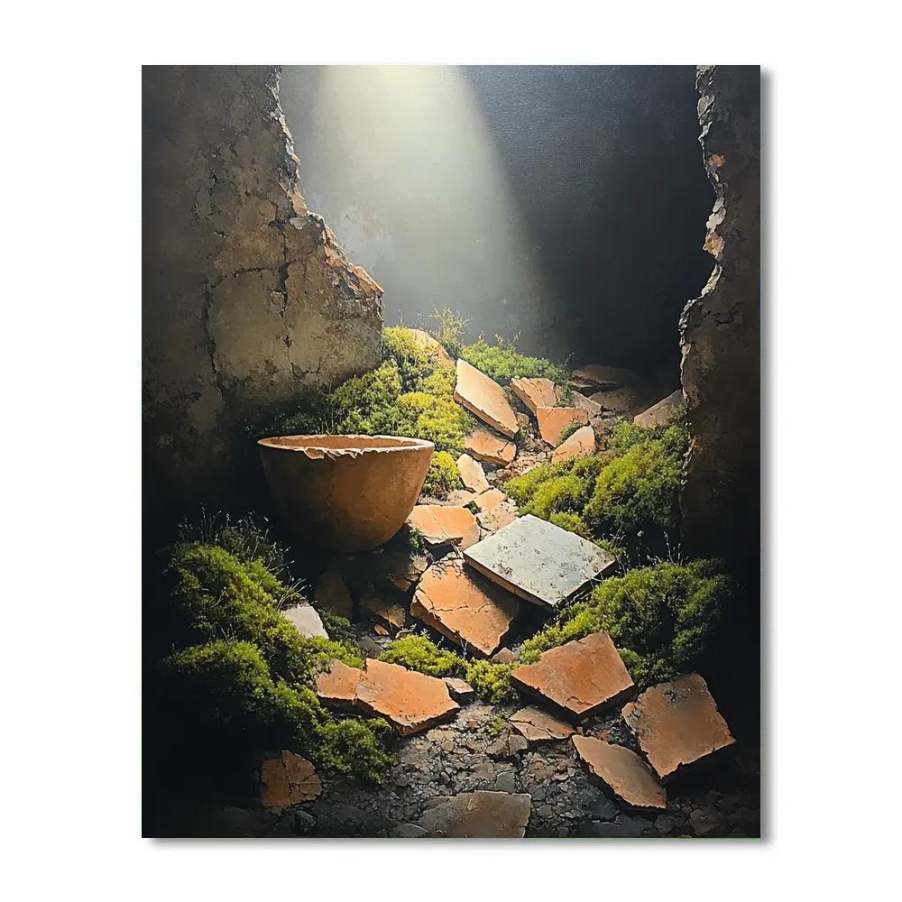 Caravaggio Inspired Cracked Clay And Moss Number painting