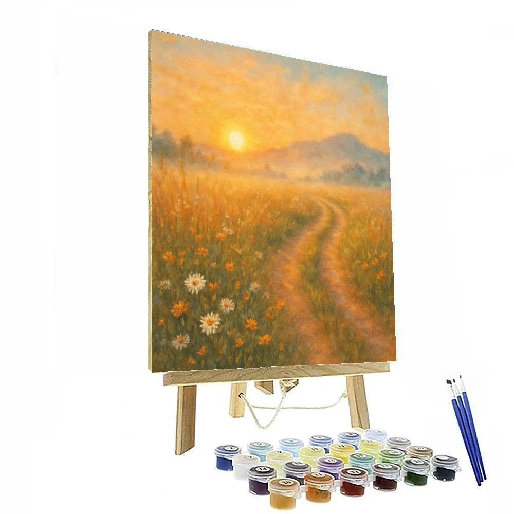 Golden Meadow Sunrise Number painting