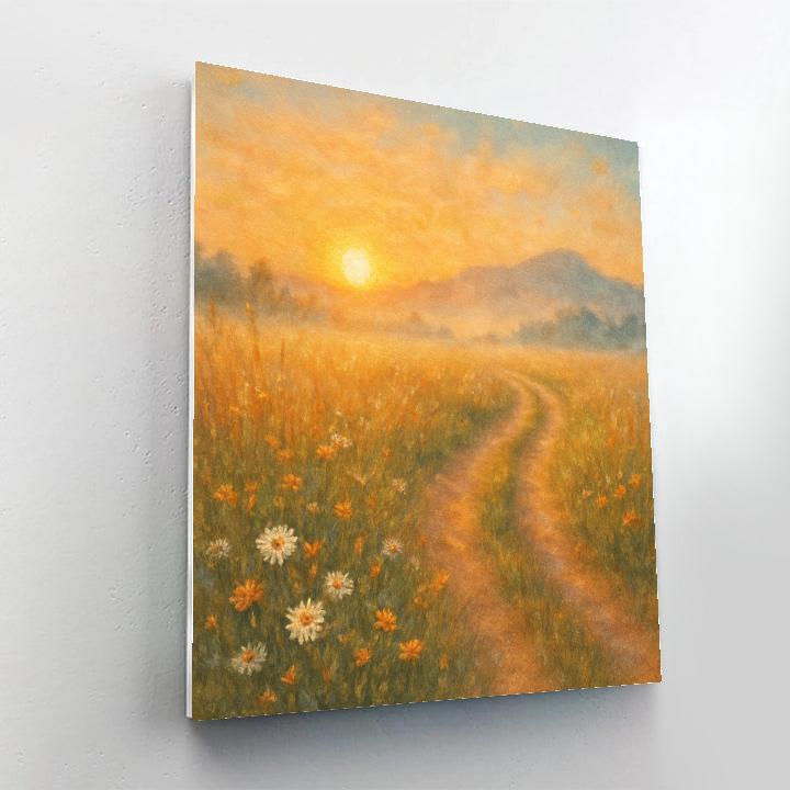 Golden Meadow Sunrise Number painting